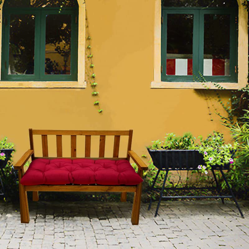 Srutirbo Waterproof Outdoor Bench Cushion, 48"x20", Swing Cushion Patio Furniture Cushions 3 Seater, for Garden Patio Furniture Lounger Bench (Wine red, 48x20 in) - color: Wine Red