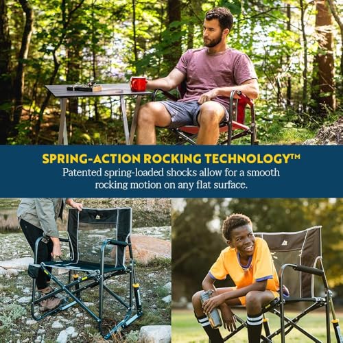 GCI Outdoor Freestyle Rocker Camping Chair | Portable Folding Rocking Chair with Solid, Durable Armrests, Drink Holder & Comfortable Backrest — Cinnamon - color: Cinnamon, style: Freestyle Rocker