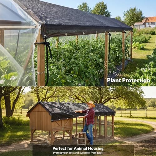 90% Shade Cloth, Dog Kennel Shade Cover, 12 x 16 FT Sturdy Durable Sunblock Shade Mesh Tarp with Grommets for Patio Plants Greenhouse Chicken Coop Porch - color: Black, size: 12 x 16 FT