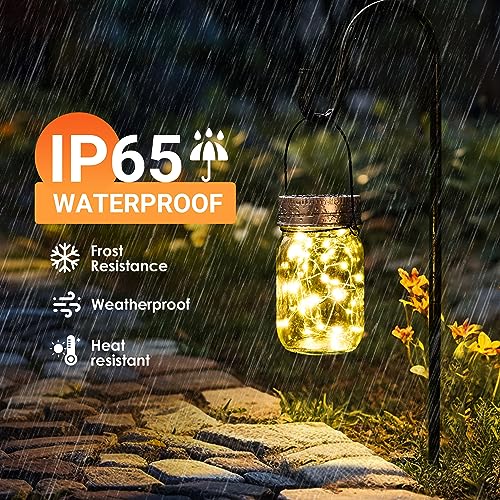 GIGALUMI Solar Mason Jar Lights, 12 Pack 30 Led String Fairy Lights Garden Lights Outdoor Waterproof Hanging Solar Lanterns for Outdoor, Garden, Patio, Lawn, Balcony Decoration - size: 12 Pack