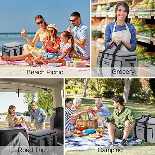 Soft Insulated Cooler Bag Collapsible Large Travel Coolers Soft Sided Coolers Ice Chest, Leakproof, Waterproof - color: gray