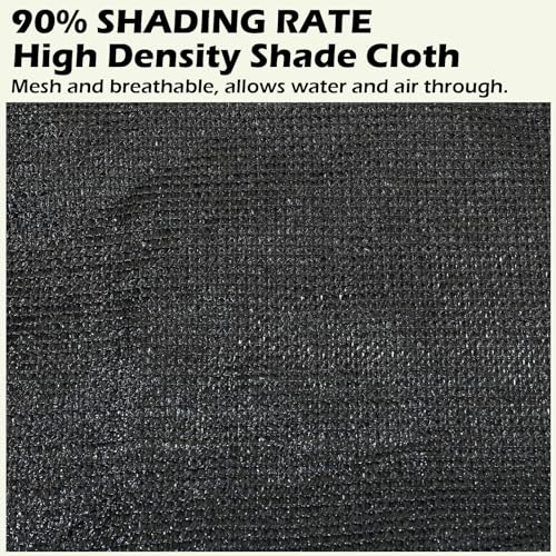 90% Black Shade Cloth 6ft x 12ft Heavy Duty Outdoor Mesh Tarp with Grommets，Sun Shade Canopy for Patio，Garden，Greenhouse，Chicken Coops，Plants Vegetables，Swimming Pool - color: Black, size: 6ft X 12ft