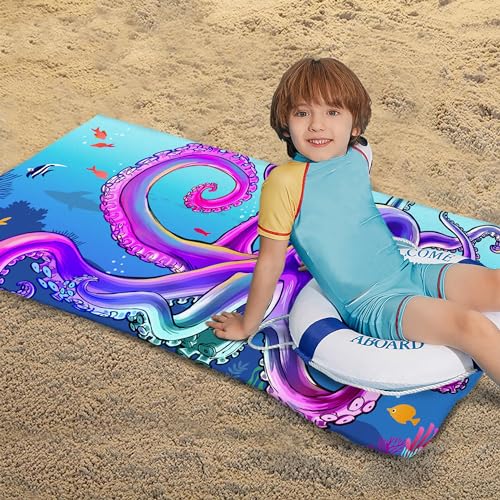 Bonsai Tree Large Octopus Beach Towel, Blue Microfiber Bath Towel for Women, Sand Free Quick Dry Travel Towels Large Octopus for Women Yoga Sports Adults 30" X 60" - color: Octopus, size: 30"x60"