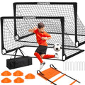 Kids Soccer Goals for Backyard, 2 of 6 x 4 ft Kids Soccer Goal Set Soccer Net with 10 Soccer Cones, Agility Ladder & Carry Bag, Portable Soccer Training Equipment. - color: Black
