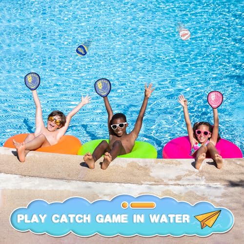 Toss and Catch Game Set Classical Outdoor Toys for Kids at The Beach, Yard, or Park Outside Games 4 Paddles 4 Balls Family Games for Kids and Adults Easter Toys Gifts