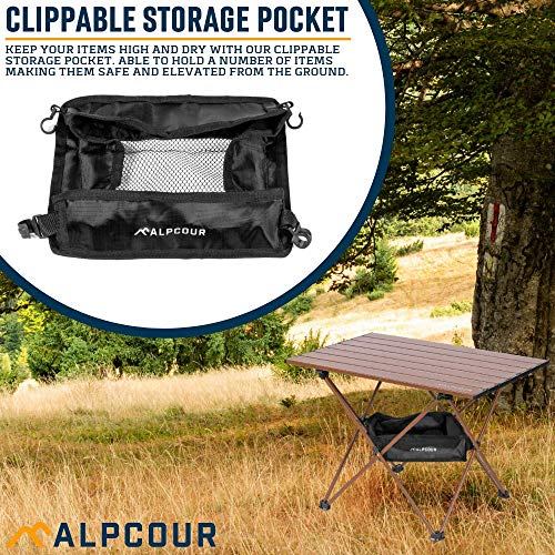Alpcour Portable Camping Table – Lightweight, Compact Folding Side Table in a Bag with Aluminum Top & Heavy Duty Hinge for Easy Travel & Storage – Great for Outdoor BBQ, Backpacking, Tailgate & More - size: Small
