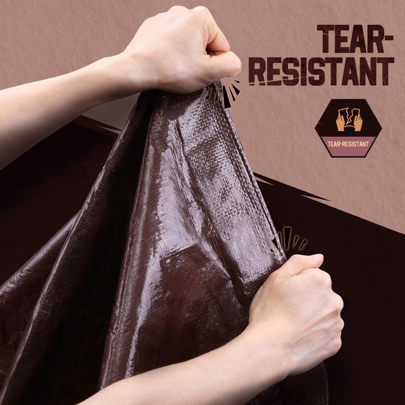 12x24 FT 8 Mil Waterproof Tarp, UV Resistant & Rip Tear Resistant Reversible Poly Tarp with Grommets, Multipurpose Protective Cover for Carport, Large Equipment Storage & Patio Canopy - color: Brown, size: 12x24