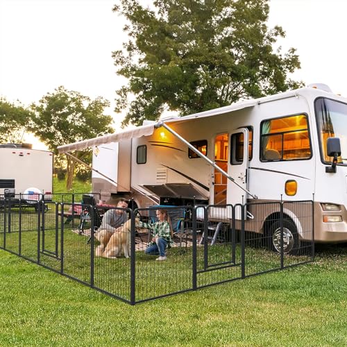 Musen Dog Playpen Indoor Outdoor, 16 Panels Dog Pen 32" Height Dog Fence Exercise with Doors for Large/Medium/Small Dogs, Portable Pet Playpen for Yard RV Camping, Hammer Paint Finish (Patent Pending)