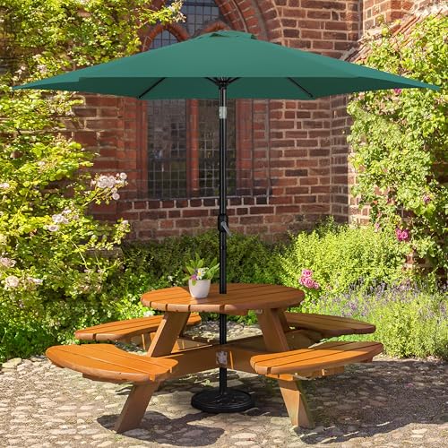 Yaheetech 2 Pack 10FT Outdoor Patio Umbrella Outdoor Table Umbrella w/Push Button Tilt & Crank, Yard Sun Shade UV Protection Waterproof for Pool, Market, Terrace, Beach, Outdoor Restaurant, Dark Green - color: Dark Green, size: 10FT