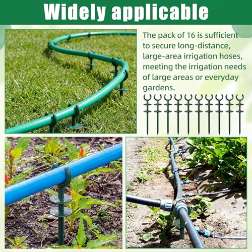 Yalikop 16 Pcs 3/4'' Garden Hose Guide Stakes Bulk Garden Guards Holder Spike for Plant-Saving Outside Yard Lawn to Preventing Hose Tangles and Protecting Plants