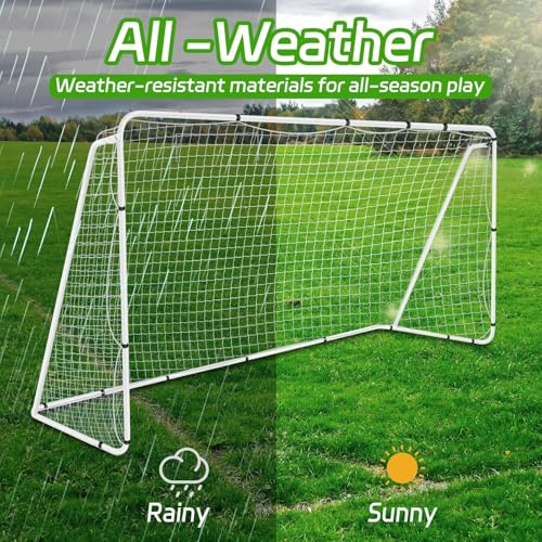 Liliful 12 x 6/10 x 6.5 ft Soccer Goal for Backyard Portable Soccer Net and Steel Weatherproof Frame Folding Goals with 6 Ground Stakes for Adults Youth Outdoor Training Competition - size: 10 x 6.5 ft