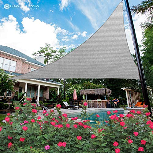 5' x 6' x 8' Grey Sun Shade Sail Triangle Canopy, 95% UV Blockage Awning Shelter Fabric Cloth Screen for Patio Outdoor Backyard - Heavy Duty Commercial Grade (Custom Size - Made in USA) - color: Gray, size: 5' x 6' x 8'