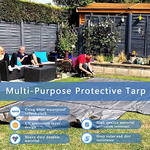 20 Mil Black Waterproof Tarp 12×15ft Heavy Duty Canvas Cover for Outdoor All Weather Oxford Tarpaulin for Truk Bed Roof, Boats, Pool, Woodpile, Robust, Rip & Tear Proof - size: 12x15ft