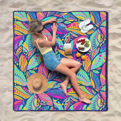 Waterproof Picnic Blankets Foldable & Portable 80''x80'' Boho Picnic Mat for Outdoors, Large Washable Picnic Blanket for Travel Camping Beach, Park Grass Picnic Blanket Accessories for Adults - color: Picnic Mat 04, size: 80" x 80"