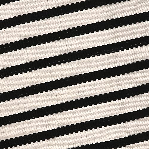 LEEVAN Outdoor Rug 4x6 ft Black and White Striped Patio Rugs, Washable Woven Cotton Boho Living Room Rug Farmhouse Collection Large Floor Carpet for Courtyard/Bedroom - color: Black and White, size: 4' x 5'11" (Rectangular)