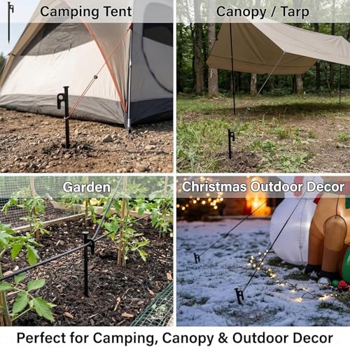 8Pack Tent Stakes Heavy Duty Camping Stakes for Camping 9.84inch Steel Metal Tent Pegs Unbreakable and Inflexible - size: 25cm/9.84in