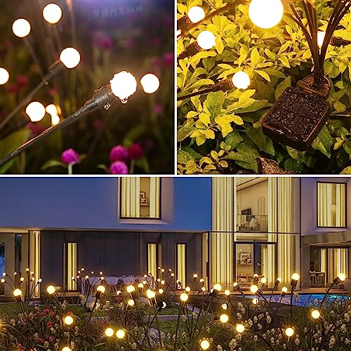ASMAD Solar Lights Outdoor(6-Pack, 48 LEDs), Solar Garden Lights, Outdoor Decorations, Firefly Light for Patio Decor, Big Bulb, Unique Gifts for Women, Gifts for Grandma - color: 6 Pack-48 LEDs