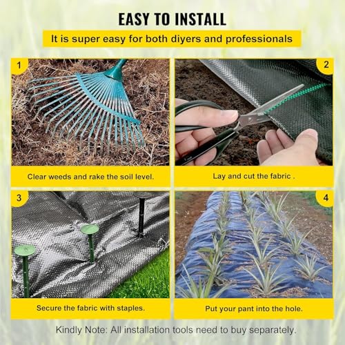 VEVOR Weed Barrier Fabric, Heavy Duty 4x100FT 5.8oz Woven Landscape Fabric, Garden Fabric Weed Barrier, Weed Control Fabric Ground Cover, Geotextile Fabric for Landscaping, Weed Block Gardening Mat - size: 4FT*100FT-5.8OZ, style: Woven