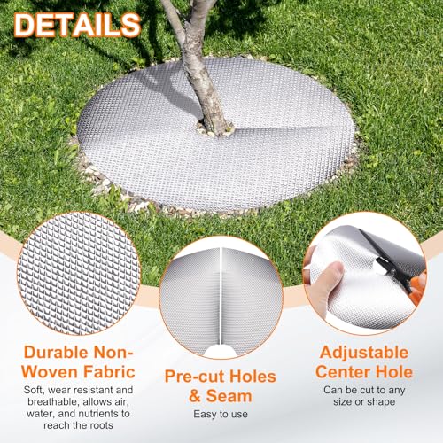 HARFINGTON 20pcs Tree Mulch Ring 10.6 Inch Non-Woven Round Tree Protector Weed Barrier Mat Plant Cover Rings for Weed Grass Control Root Protection, Silver - size: 10.6