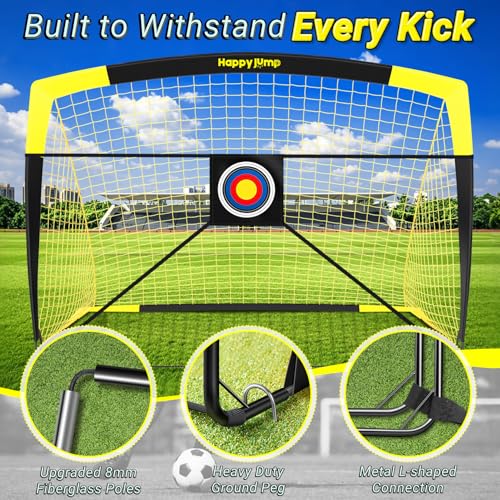 Happy Jump 7x5 FT & 5x3.6 FT Portable Soccer Goal for Youth Players Ages 6–14, Large-Frame Design Built for Long-Term Development, Easy Setup for Backyard, Park or School Training - style: 7x5 FT, 2 Set Upgrade
