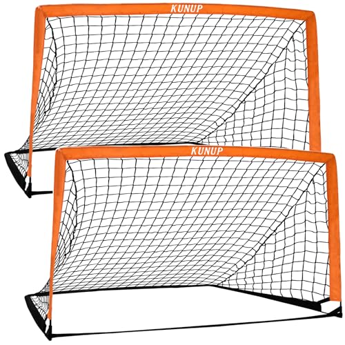 2 of 5×3 6x4 9x5 FT Portable Kids Soccer Goals Set, Foldable Soccer Practice Nets for Backyard with Carrying Bag for Toddler Youth Pop Up Soccer Training Equipment Indoor Outdoor Sports Game Gift - color: Orange, style: 6x4FT