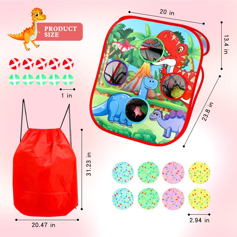 Bean Bag Toss Game for Kids/Double-Sided Foldable Cornhole Board/Backyard Beach Yard Outdoor Toys for Kids Ages 4-8/5-Second Setup/Party Supplies for Kids - color: DINO