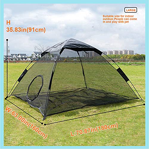 Portable Large Pop Up Pet Cat Tents Enclosures for Outside Patio - color: Black-With Rain Fly