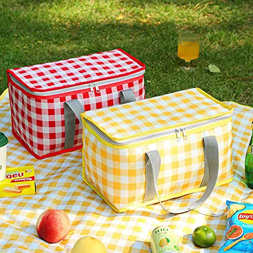 Insulated Picnic Cooler Bag - Zippered Top, Keeps Hot or Cold - Perfect for Picnics, Beach, Food Delivery & Outdoor (13.8x7.9x7.9 in) - color: Red