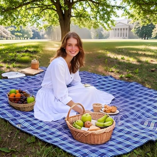Wind Tour Waterproof Picnic Blanket with Carry Strap - Foldable Sandproof Outdoor Mat for Camping, Beach, Park - 59" x 71",Green(Single Mat) - color: 59" X 71",green(single Mat)