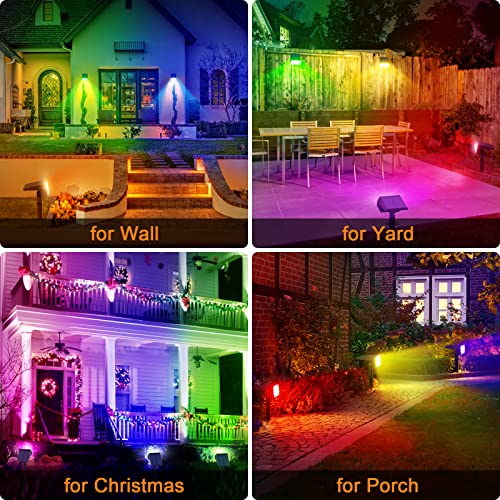 Solar Spot Lights Outdoor Color Changing, [7 Modes/10 Pack] Christmas IP65 Waterproof Landscape Spotlights, Dusk to Dawn Solar Powered Security Light for Patio Gate Walkway Pool Garden Yard Driveway - size: 10 Pack