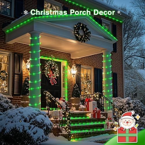 JMEXSUSS 2 * 200 LED Green Solar Rope Lights, 66ft IP 65 Waterproof Solar String Light Outdoor, 8 Modes Christmas Lights for Camp Trampoline Ladder Slide Tent - color: Green, size: 2*200 LED