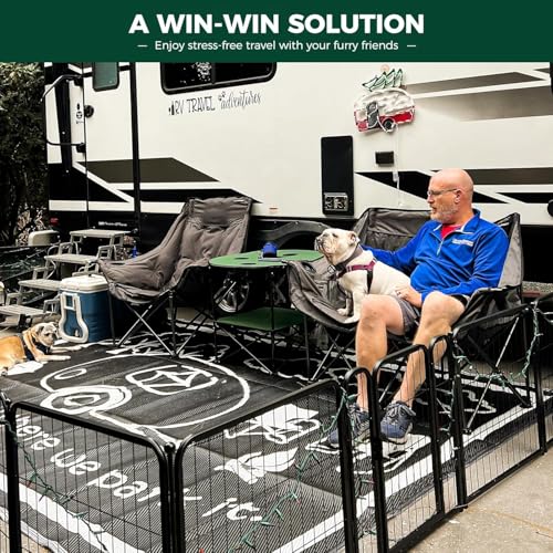 FXW Rollick Unleashed Dog Playpen for Indoor, Yard, RV Camping, 24 inch 16 Panels for Small and Puppy Dogs, Black│Patented - color: Black, size: 24"H