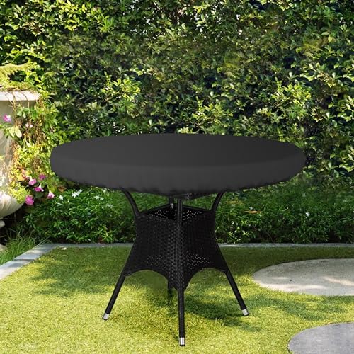 Covers & All Round Table Top Cover, 12 Oz Waterproof UV & Weather Resistant Patio Table Cover, Outdoor Table Cover for Patio Outdoor Furniture & Coffee Table (30" Dia x 4" H Inches, Black) - color: Black, size: 30" Dia x 4" H
