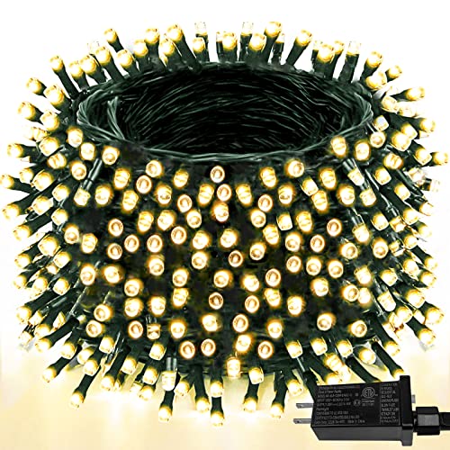 Upgraded Super Long 264FT 800 LED Christmas String Lights Outdoor & Indoor, Memory Function Timer and 8 Modes, Green Wire Waterproof String Lights for Xmas Tree Holiday Party Garden Decor (Warm White) - color: Warm White, size: 800LED