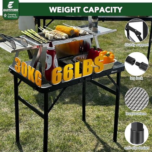 E EASTSTORM Folding Picnic Table for Grill Outdoor Camping Table with Portable Mesh Bag, Compact & Foldable for Easy Storage - Great for Picnic, Garden, Patio, Dining, BBQ, Party, Market 2Ft - color: Black With Mesh Bag, size: Small 2Ft - 23.6"L x 15.8"W