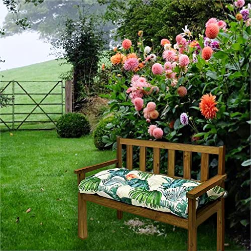 Srutirbo Waterproof Outdoor Bench Cushion, 48"x20", Swing Cushion Patio Furniture Cushions 3 Seater, for Garden Patio Furniture Lounger Bench (Leaf, 48x20 in) - color: Leaf