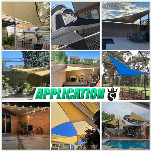 Royal Shade 12' x 12' x 12' White Triangle Sun Shade Sail RS-SLT, 95% UV Blockage, 200GSM Commercial Standard Heavy Duty, Water & Air Permeable Canopy Mesh for Patio (We Make Custom Sizes)