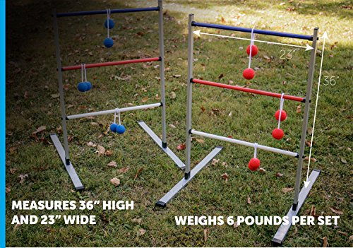 Triumph Premium Ladder Toss Outdoor Game Set with 6 Soft Bola Balls, Travel Carrying Case and Score Trackers - Choose Between Classic and All Pro Series - color: All Pro Steel