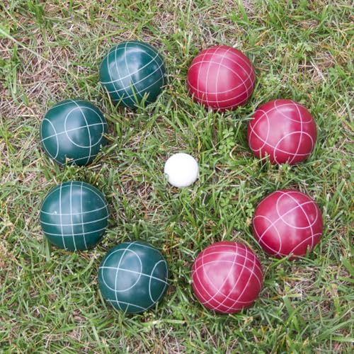 Trademark Games Bocce Ball Set Regulation Size - Lawn Game for Backyard or Beach - Includes Red and Green Bocce Balls, Pallino, and Carrying Case