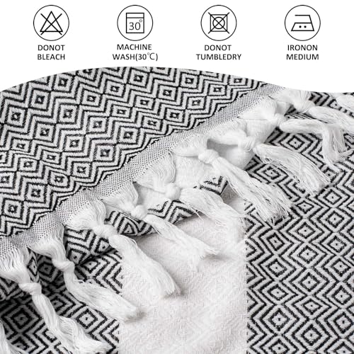 cabanana Turkish Beach Towel Oversized - 40"x70" Quick Dry Sand Free Thin Beach Towels for Adults,Extra Large Cotton Lightweigh Travel Towel for Beach Accessories (Diamond Black) - color: Diamond Black