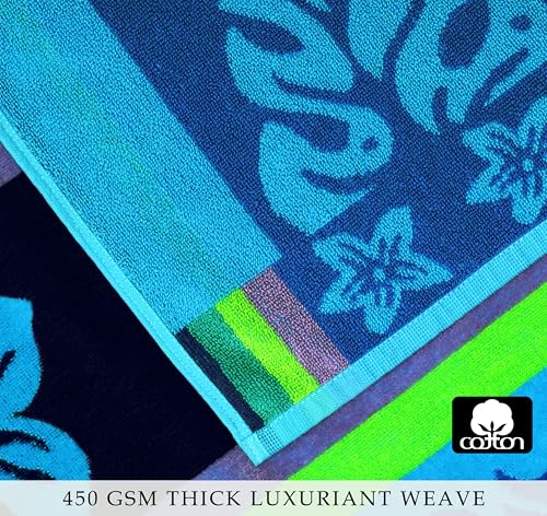 COTTON CRAFT Oversized Beach Towel - 2 Pack XL 39 x 68 inches Big & Huge Beach Blanket Towel - 100% Cotton Jacquard Velour - Super Soft Luxury - Pool Picnic Bath - Tropical Hibiscus Aqua Blue Purple - color: Hibiscus - Aqua Blue Purple, size: 2 Pack - 39x