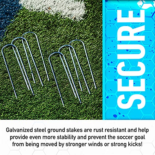Franklin Sports Competition Soccer Goals - Backyard Portable Steel Soccer Goals - Adult + Youth Soccer Goal with Net + Ground Stakes Included - Multiple Sizes + Colors - color: Black, style: Non-Folding 12' x 6'