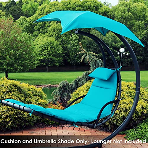 Sunnydaze Outdoor Hanging Lounge Chair Replacement Cushion and Floating Umbrella Fabric Only - Curved Swing Chair Cushion Replacement - Teal - color: Teal