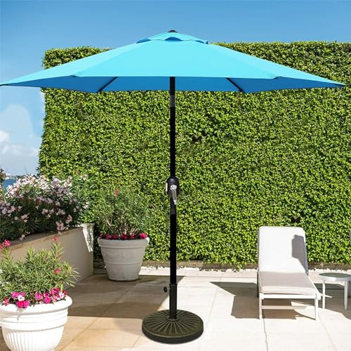 Blissun 7.5 ft Patio Umbrella, Yard Umbrella, Outdoor Market Umbrella with Push Button Tilt Crank (Light Blue) - color: Light Blue