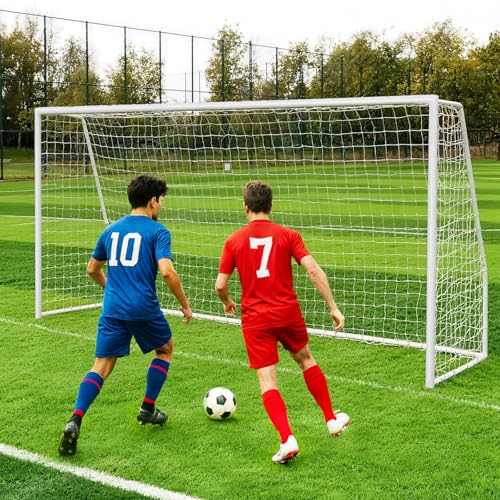 MOPHOTO Soccer Goal, 6X4/8x6/10x6.5/12x6/16x7/18.5x6.5/21x7/24x8ft Soccer Goals for Backyard, Full Size Soccer Goal for Teens & Adults Training - size: 18x7FT, style: Alloy Steel