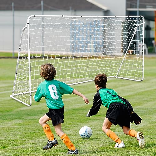 F2C Soccer Net 12 x 6 Soccer Goal for Backyard, Steel Frame for Kids, Adult Portable Shooting Training Aid with Carry Bag,Ground Stakes Waterproof (12x6 FT)