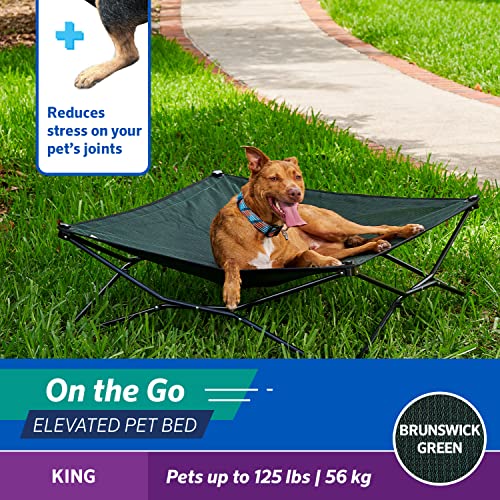 Coolaroo On-The-Go Elevated Dog Bed - Foldable Pop-Up Travel Dog Bed with Breathable, Moisture-Resistant Fabric, Carry Bag Included, Lightweight & Portable, Brunswick Green, Extra Large - color: Brunswick Green, style: King