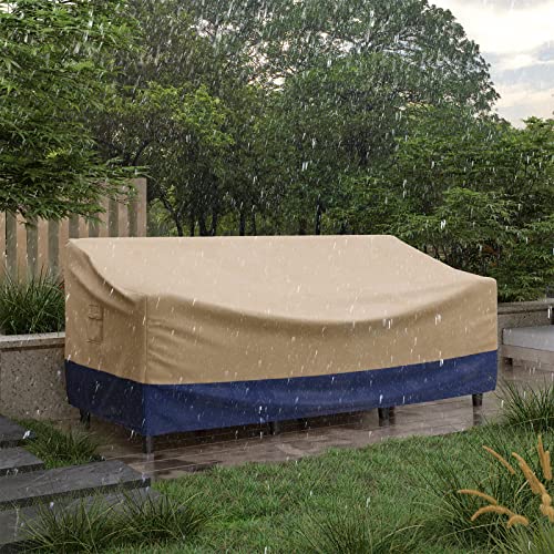 Tangkula Patio 3-Seater Waterproof Outdoor Deep Sofa Cover with Padded Handle & Click-Close Straps, Air Vent, Heavy Duty PU Couch Cover, 77" W x 43" D x 29.9" H - size: 77" W x 43" D x 29.9" H