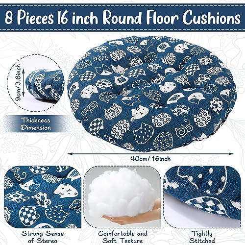 Kigley 8 Pcs Floor Pillow for Kids 15.75 Inch Boho Meditation Floor Cushions for Classroom Thick Linen Bohemian Pillow Round for Day Care Center Chair Living Room Balcony Playing