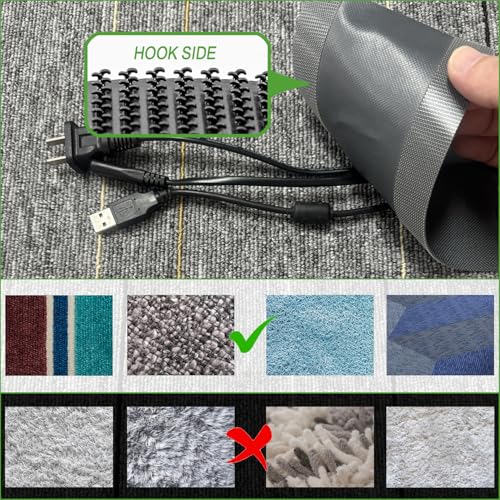 Floor Cable Covers - 10ft Oxford Fabric Cord Protector with Adhesive Hook & Loop,Waterproof Wire Storage Sleeve for Any Floor Surface,Durable Cable Management to Prevent Tripping Hazards (Gray, 10ft) - color: Gray, size: 10ft